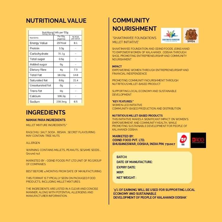 Copy of NUTRITIONAL VALUE_page-0004 Combo Millet Snacks – Chips, Nimki, Mixture & Mudki (4×100g) - Image 2